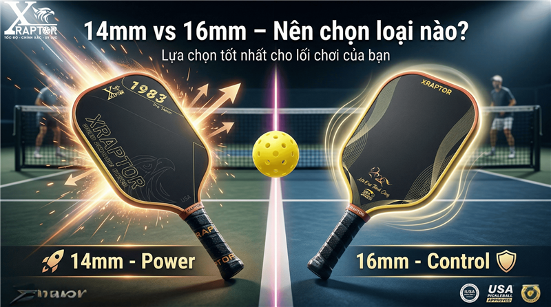 So sánh vợt Pickleball 14mm vs 16mm: Nên chọn loại nào?