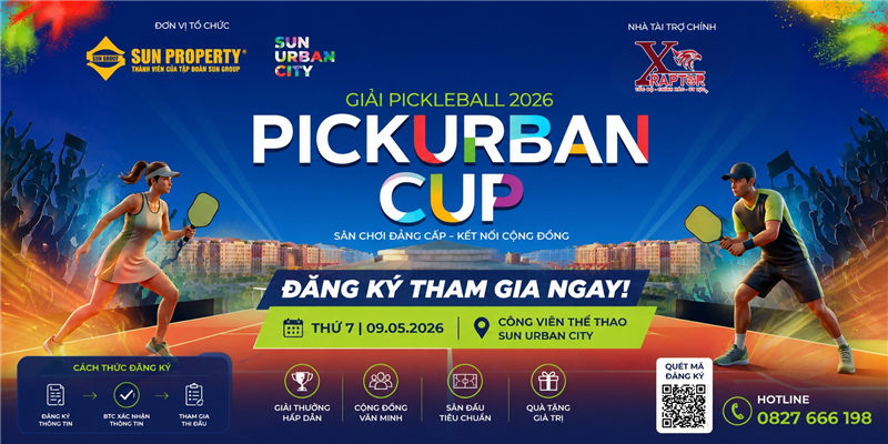 Đăng Ký PickUrban Cup 2026 – Giải Pickleball Đầu Tiên Tại Sun Urban City | Xraptor Tài Trợ Chính