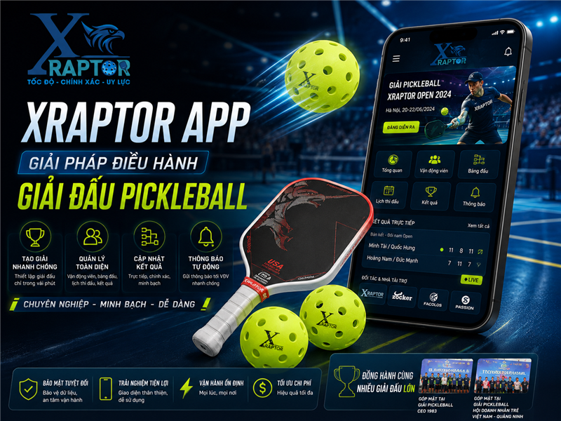 XRAPTOR App – Giải Pháp Điều Hành Giải Đấu Pickleball Chuyên Nghiệp