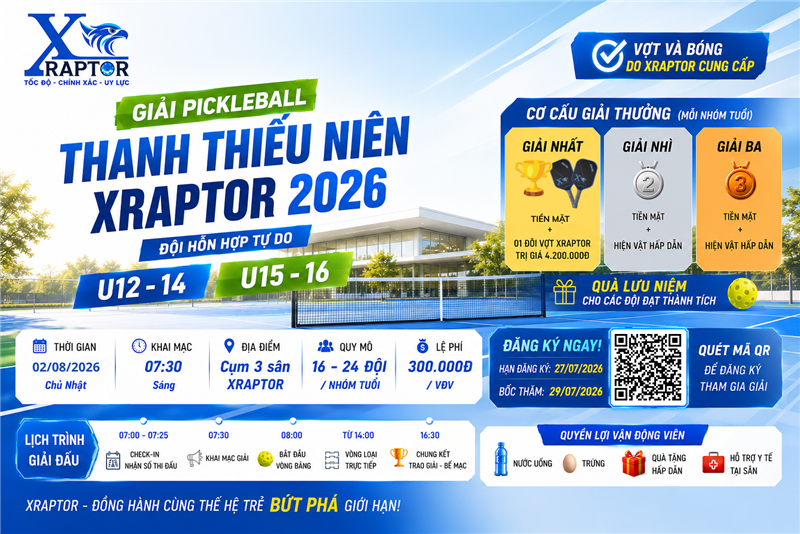 GIẢI PICKLEBALL THẠNH THIẾU NIÊN XRAPTOR LẦN 1